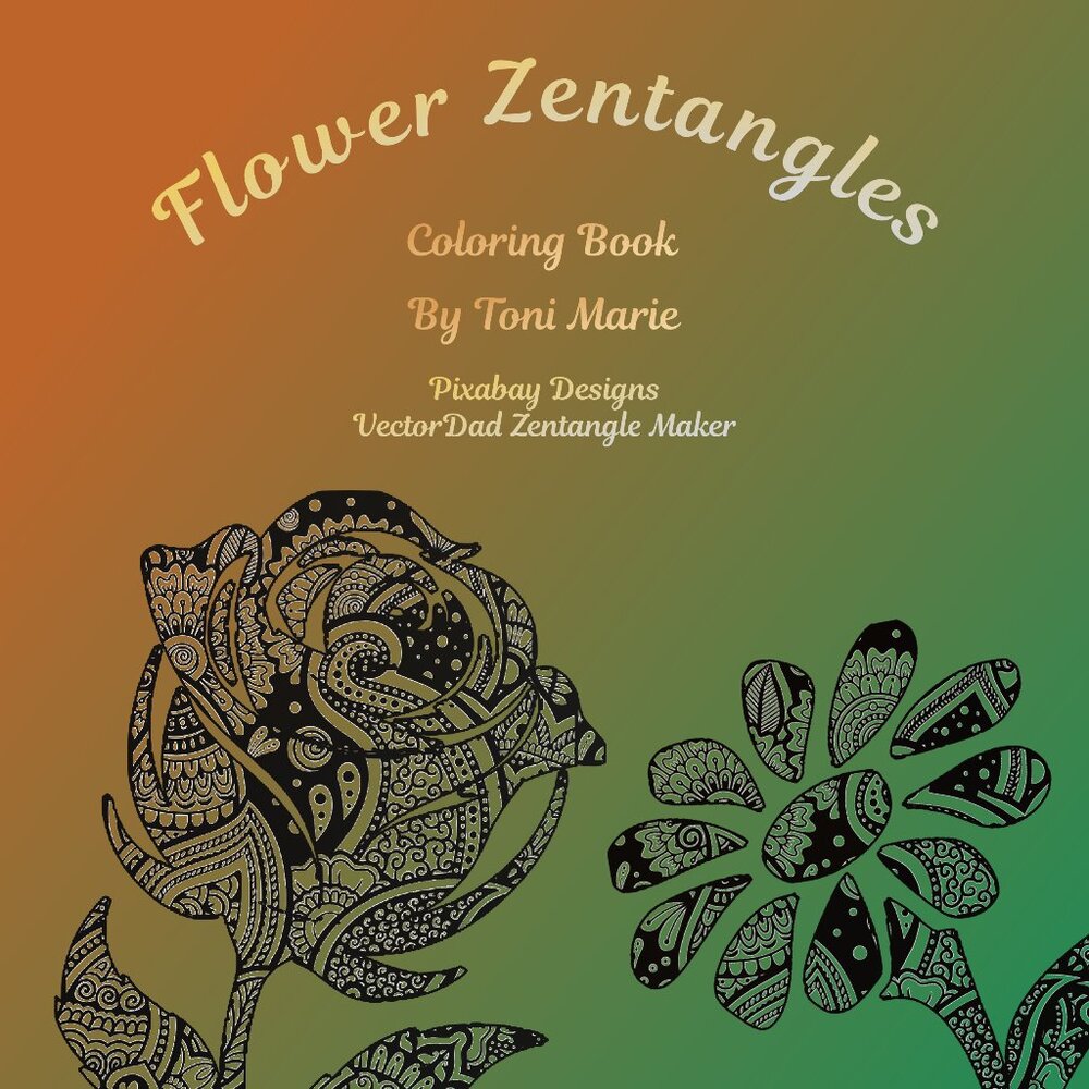 Flower Zentangles Coloring Book (25 Images)